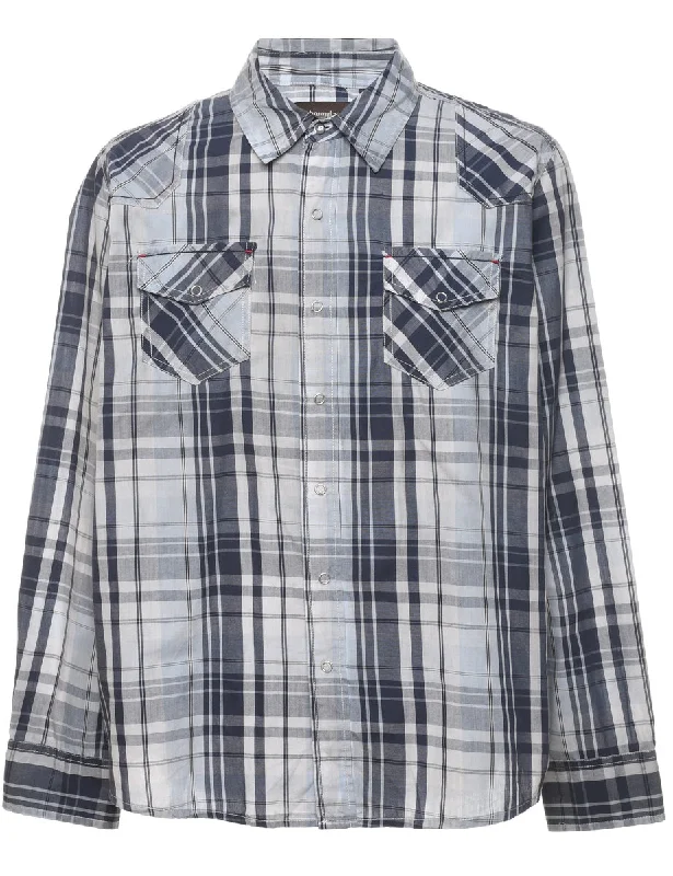 No Boundaries Grey Checked Shirt - XL Monochromatic All