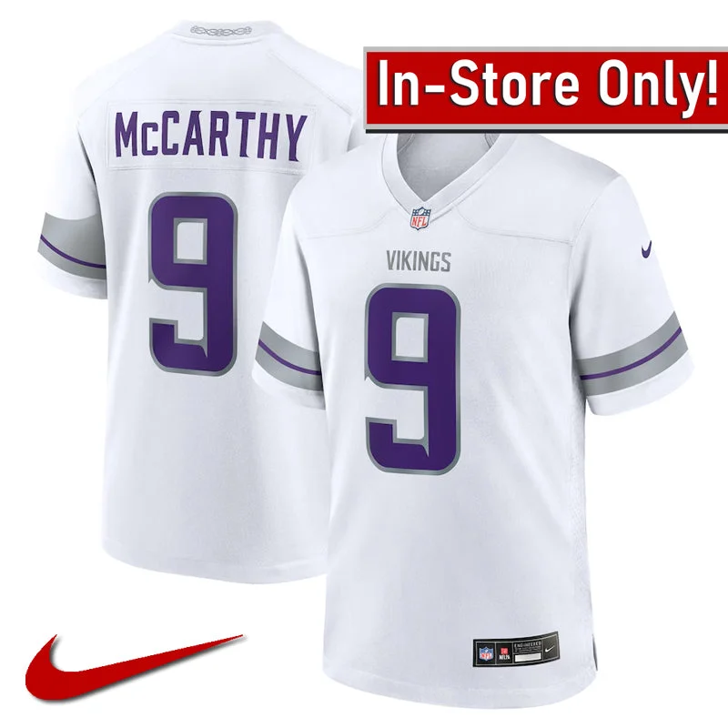 AVAILABLE IN-STORE ONLY! J.J. McCarthy Minnesota Vikings White Nike Alternate Game Jersey Stylish Men's Tropical 