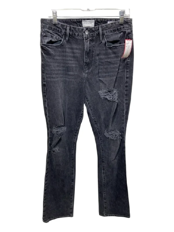 Frame Size 28 Dark Gray Cotton Denim Mid Rise Distressed Tall Holes Jeans Artistic Men's Avant