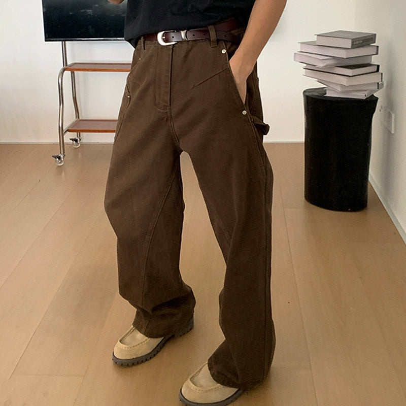 Wide-Leg Casual Cargo Pants Laid