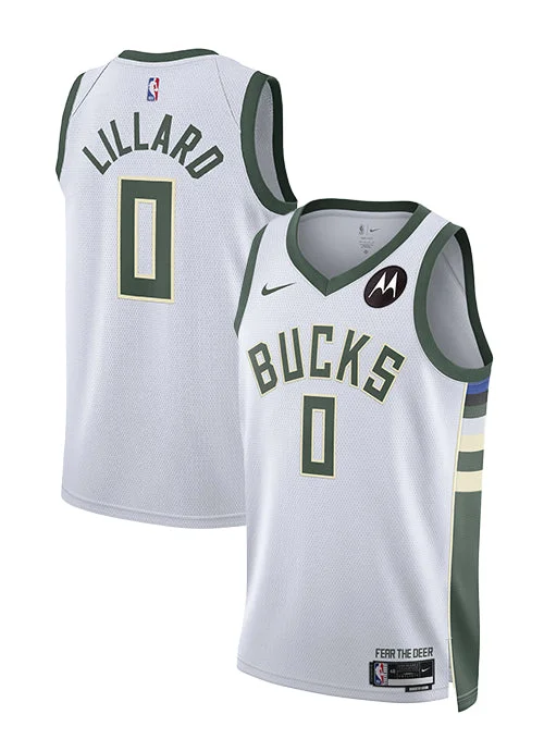 Nike 2022 Association Edition Damian Lillard Milwaukee Bucks Swingman Jersey Edgy Men's Punk