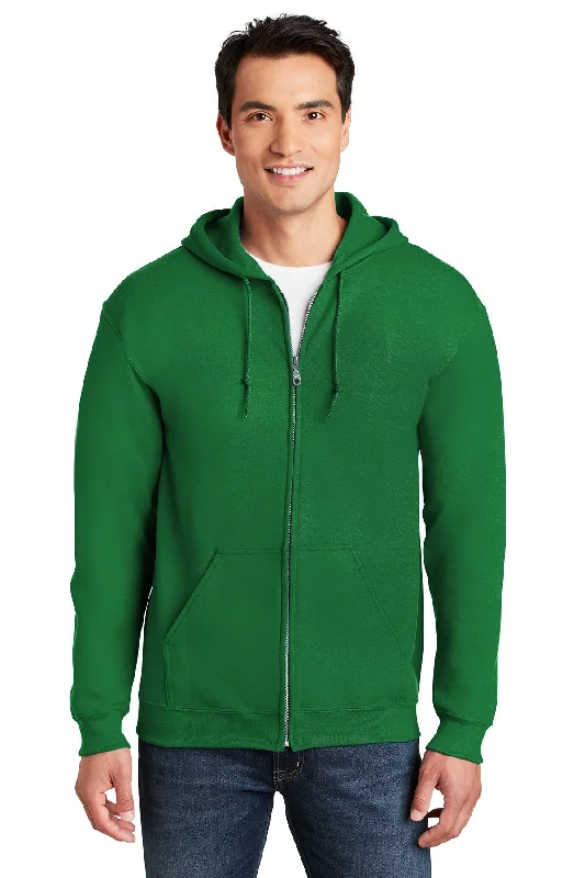 Gildan Heavy Blend Full Zip Hooded Sweatshirt Irish Green Classic Men's Pin