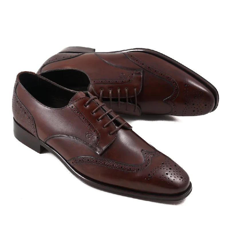 Canali Brown Wingtip Derby Minimalist Men's Casual 