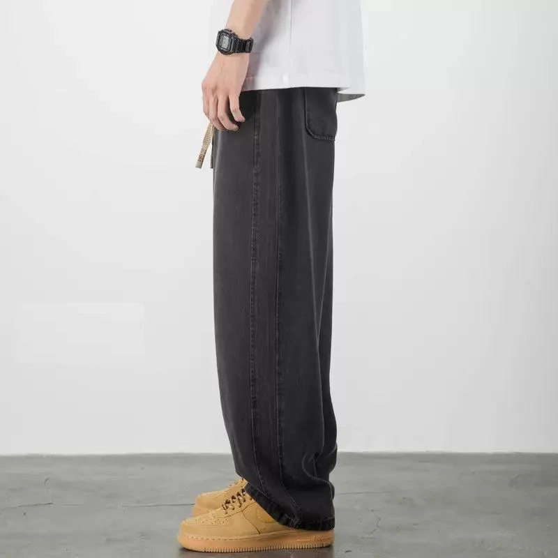 Wide Legs Drape Drawstring Jeans Earthy Men's Hemp