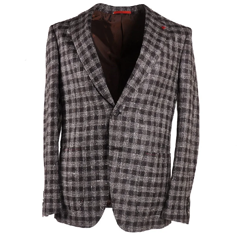 Isaia Textured Check Sport Coat Stylish Men's Tropical 