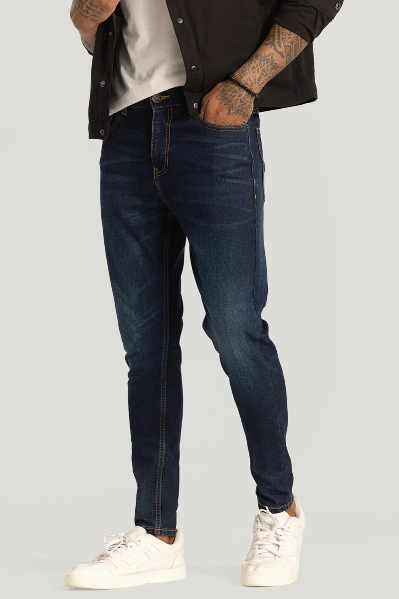 Deep Blue Skinny Fit Jeans Sharp Men's Italian