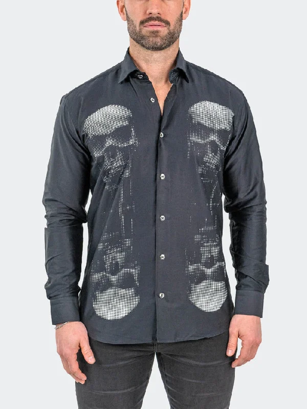 Maceoo Stretch Shirt | Fibonacci SkullMirror Black Business