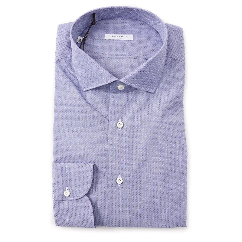 Boglioli Slim-Fit Cotton Shirt in Patterned Sky Blue Masculine Men's 