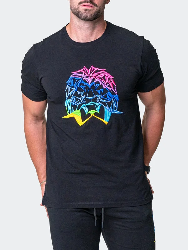 Maceoo Stretch Short-Sleeve Athletic Wear | Tee Neon Black Relaxed Men's Beach