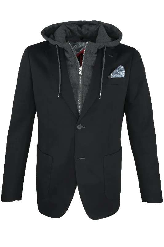 7 Downie St. Hybrid Hooded Hudson Sport coat - Black Trendy Men's Scandinavian