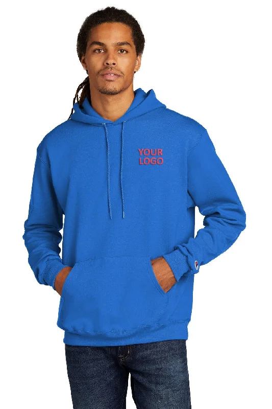 Champion Eco Fleece Pullover Hoodie, Royal Blue Cool Men's Distressed