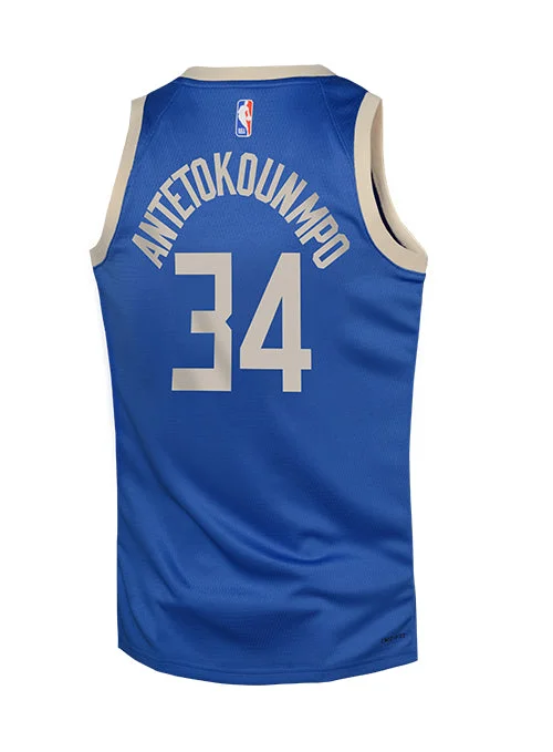 Youth 2024-25 City Edition Giannis Antetokounmpo Milwaukee Bucks Swingman Jersey Rugged Men's Outdoor 