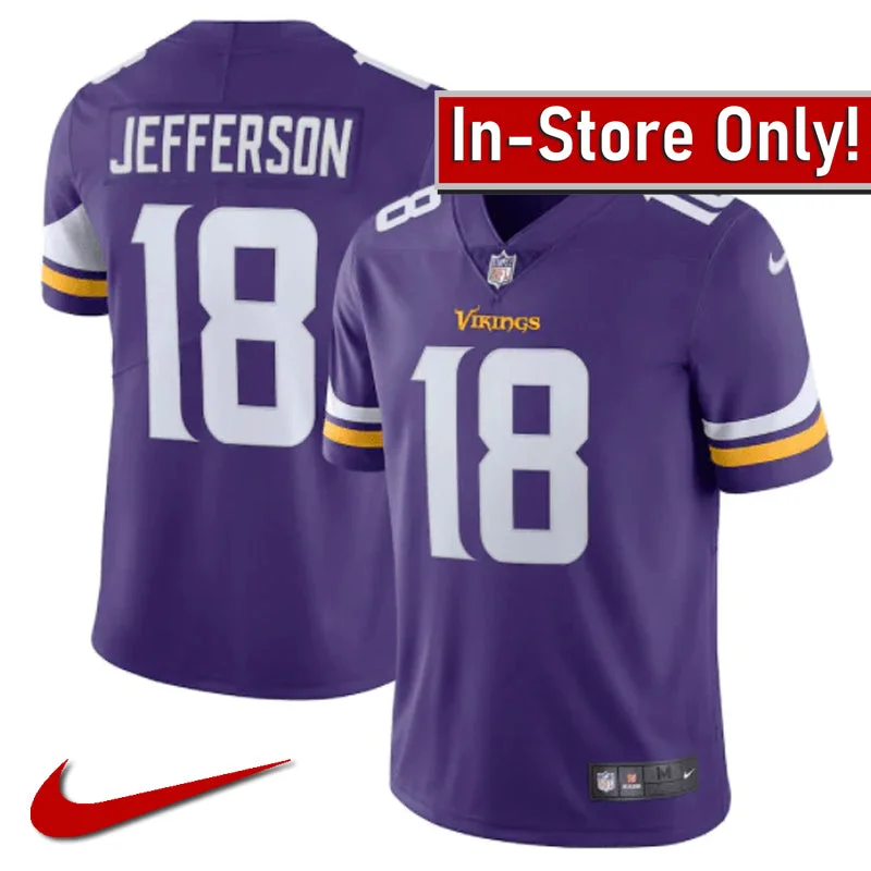 AVAILABLE IN-STORE ONLY! Justin Jefferson Minnesota Vikings Purple Nike Limited Jersey Relaxed Men's Beach