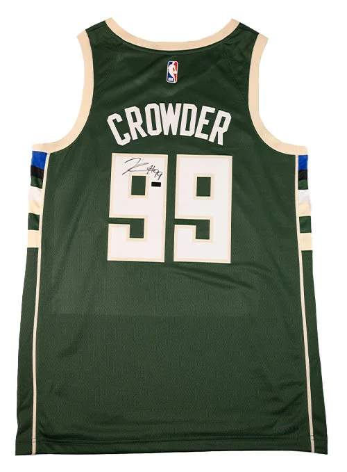 Signed Nike Icon Edition Jae Crowder Milwaukee Bucks Swingman Jersey Cool Men's Distressed