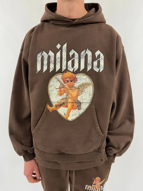 Washed Brown Cherub Heavyweight Hoodie. Practical Men's Multi