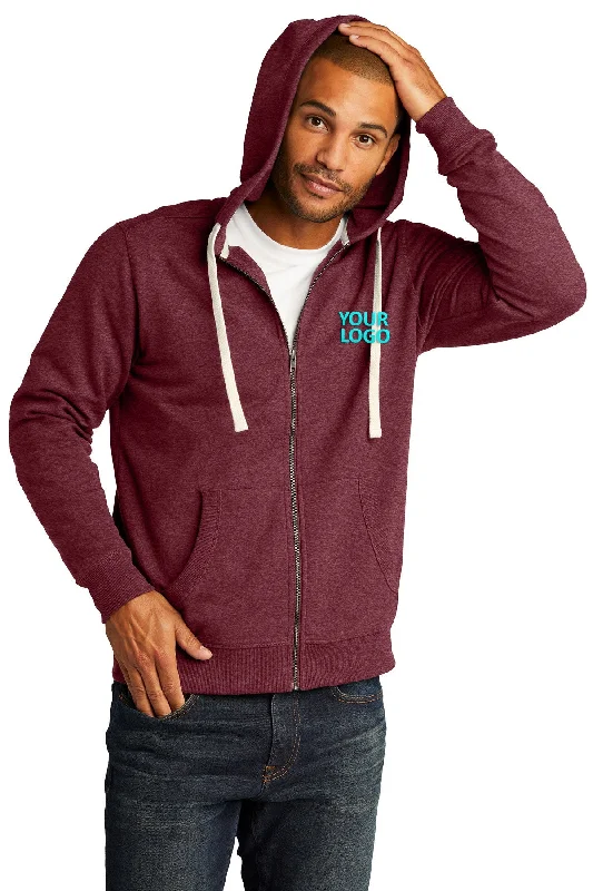 District Re-Fleece Full-Zip Hoodies, Maroon Heather Lumberjack