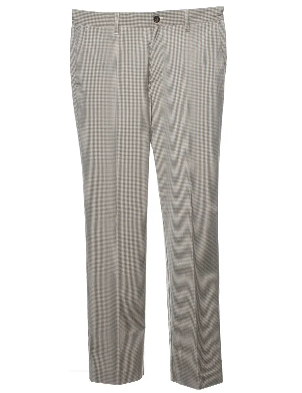 Adidas Checked Pattern Beige & Grey Suit Trousers - W33 L32 Edgy Men's Punk