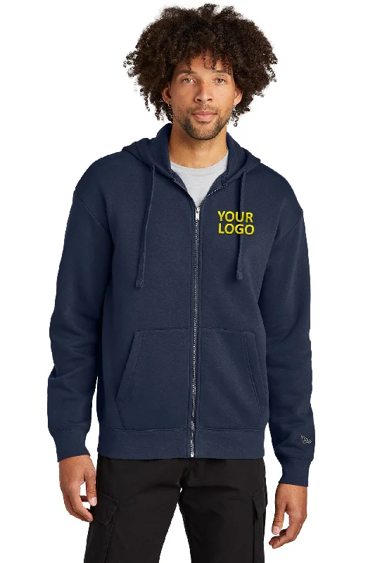 New Era Heritage Fleece Full-Zip Custom Hoodies, True Navy Sophisticated Men's French