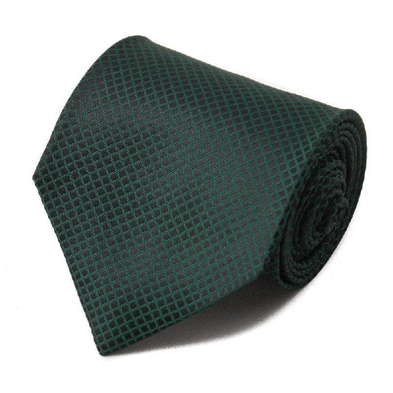 Isaia Emerald Green Mini Check Silk Tie Sharp Men's Italian