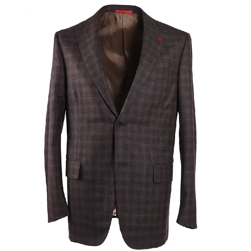 Isaia Check Patterned Wool Sport Coat Cozy Men's Winter