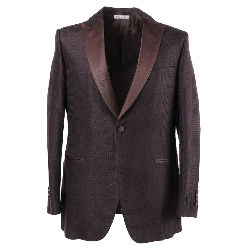 Belvest Patterned Silk Tuxedo with Peak Lapels Trendy Men's Bucket