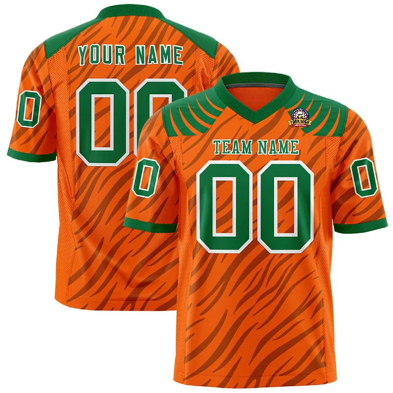 Custom Orange Black Personalized Tiger Stripe Graffiti Pattern Authentic Football Jersey Beach