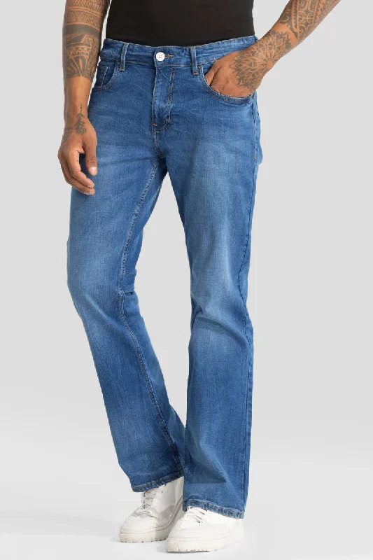 Blue Bootcut Jeans British Gentleman Style