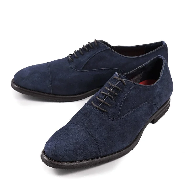 Isaia Navy Blue Suede Oxfords Dynamic Men's High