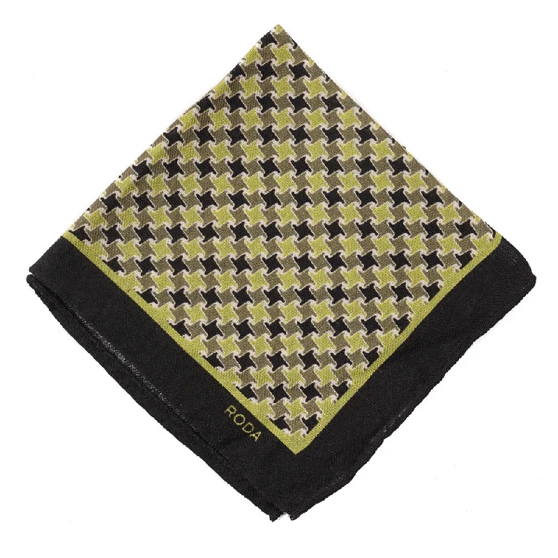 Roda Houndstooth Wool-Silk Pocket Square Street