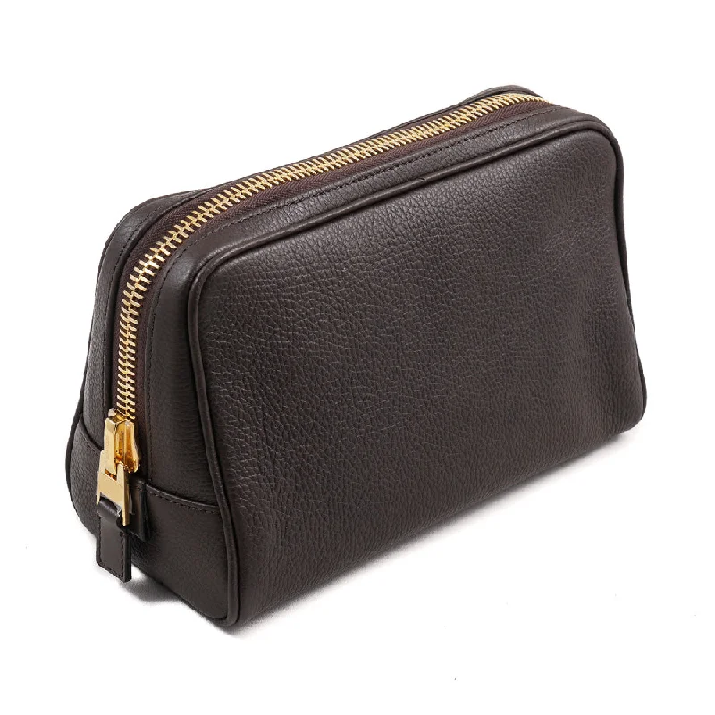 Tom Ford Single Zip Leather Toiletry Bag Polished Men's Satin