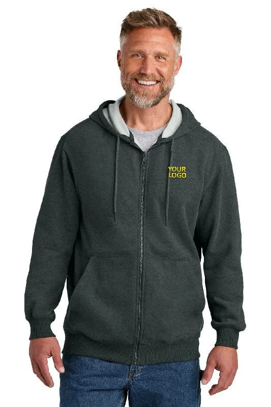 CornerStone Tough Fleece Custom Full-Zip Hoodies, Charcoal Heather Cozy Men's Sherpa