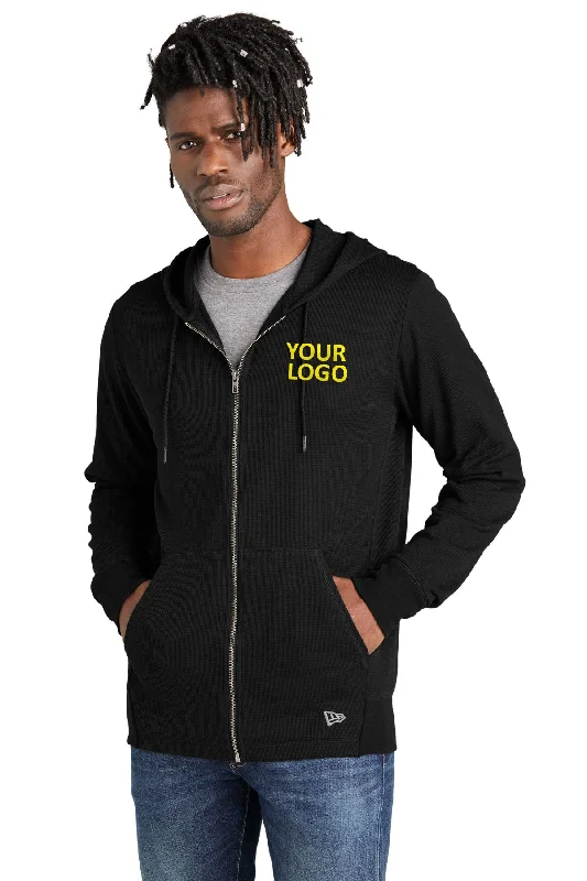 New Era Thermal Custom Zip Hoodies, Black Dapper Men's 1920S