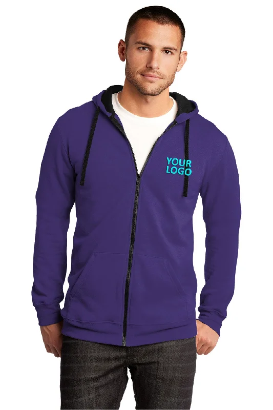 District Young Mens Concert Full-Zip Hoodies, Purple Modern Men's 