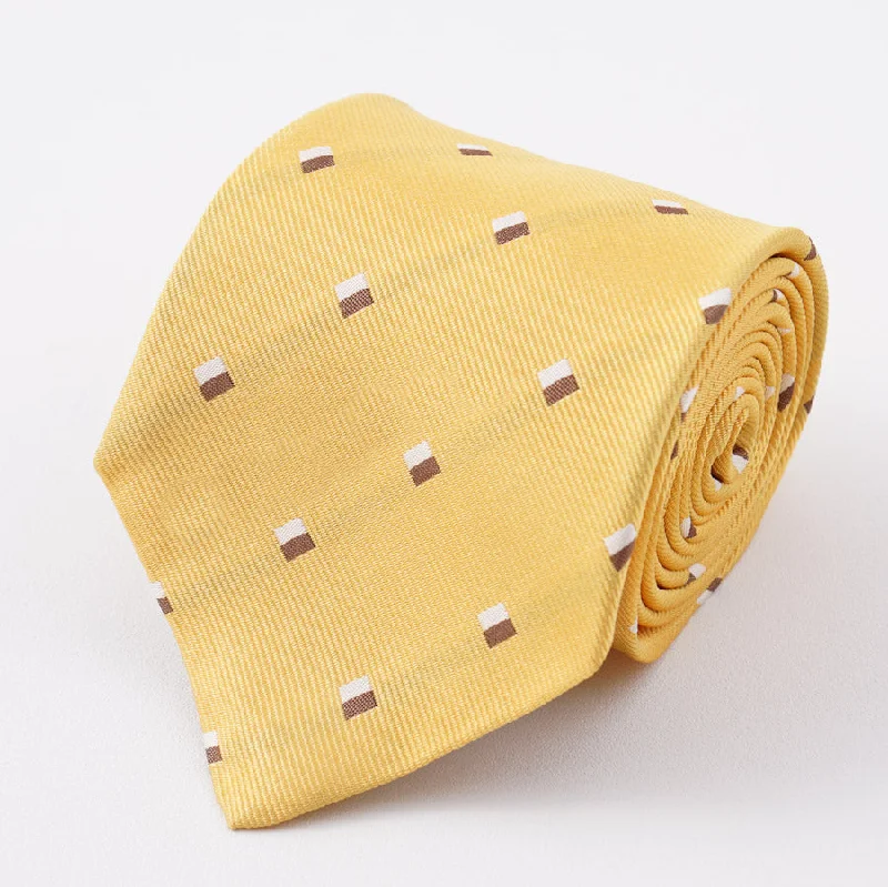 Cesare Attolini Yellow Jacquard Silk Tie Cozy Men's Sherpa