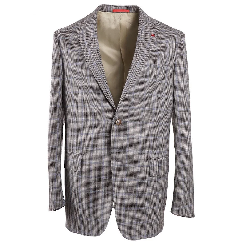 Isaia Layered Check Wool Sport Coat Organic