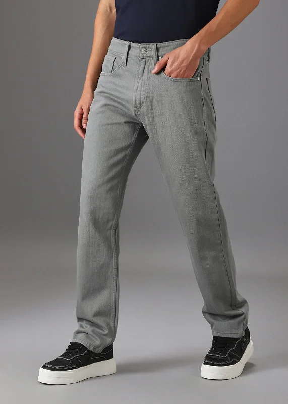 Dark Grey Regular Fit Denim Business