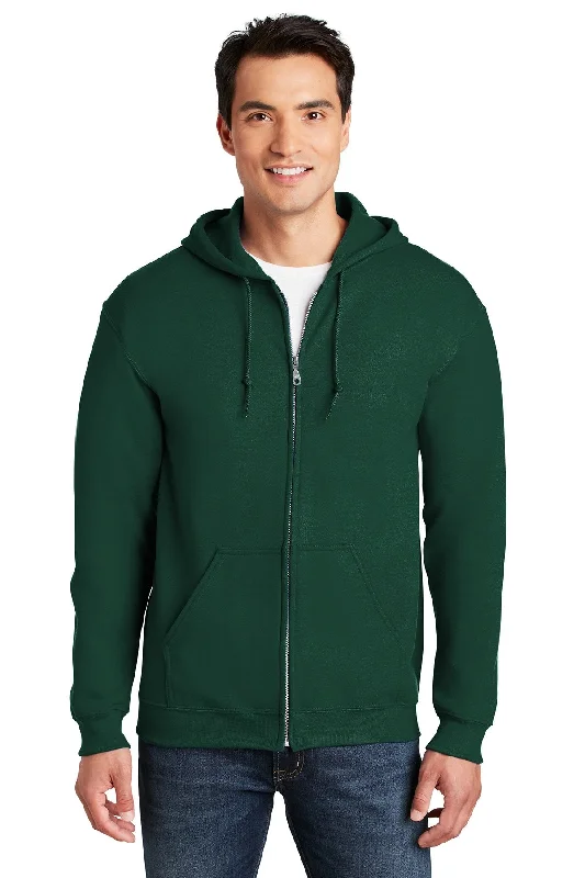 Gildan Heavy Blend Full Zip Hooded Sweatshirt Forest Green Practical Men's Quick