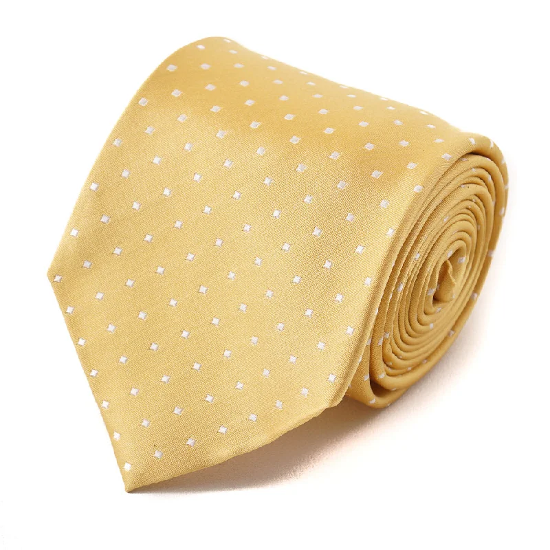 Cesare Attolini Yellow Jacquard Dot Silk Tie Earthy Men's Hemp