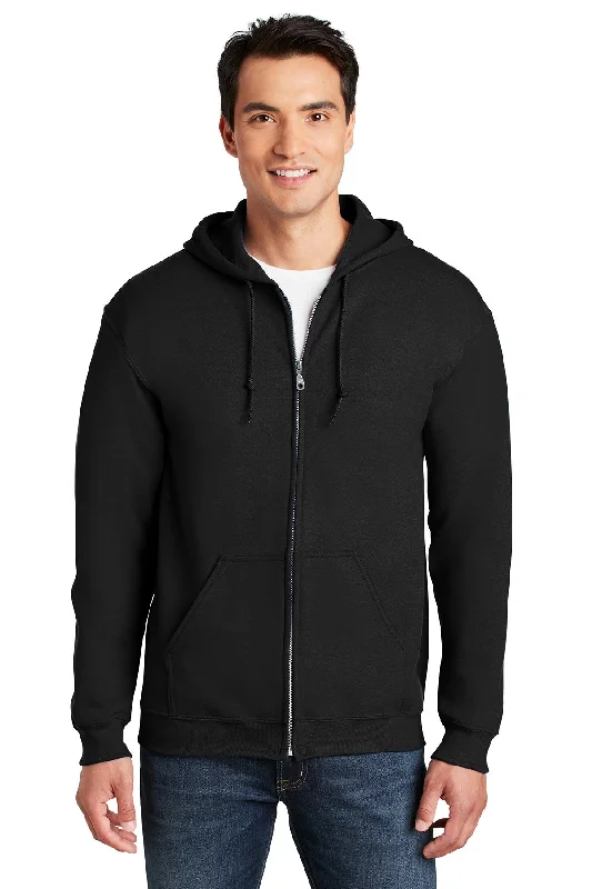 Gildan Heavy Blend Full Zip Hooded Sweatshirt Black Unique Men's Upcycled