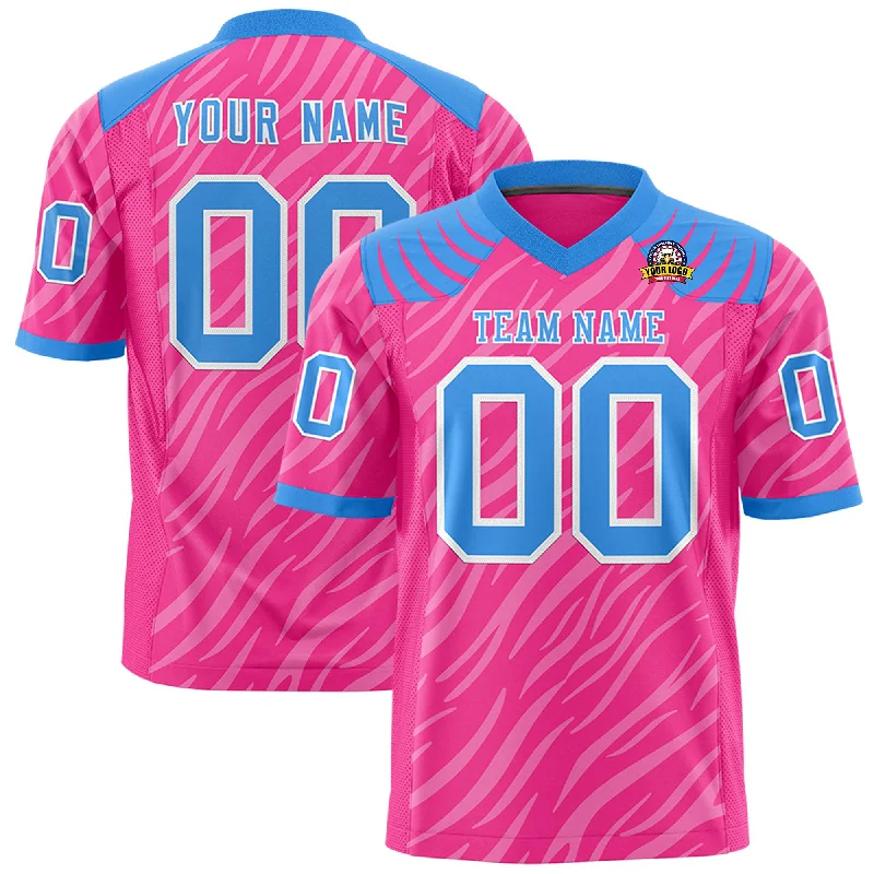 Custom Pink White Personalized Tiger Stripe Graffiti Pattern Authentic Football Jersey Gym