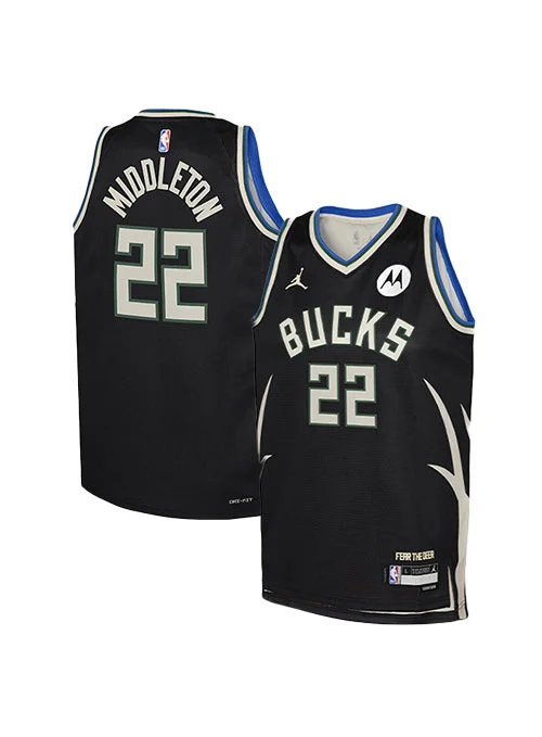 Youth Jordan 2022 Statement Edition Khris Middleton Milwaukee Bucks Swingman Jersey Stylish Men's Neon