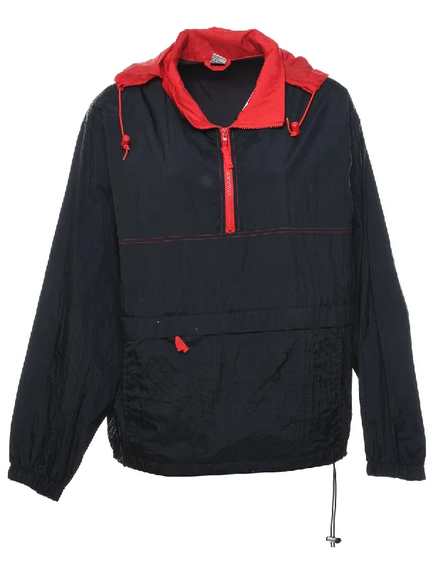 Quarter-Zip Black & Red Nylon Jacket - L Artistic Men's Avant