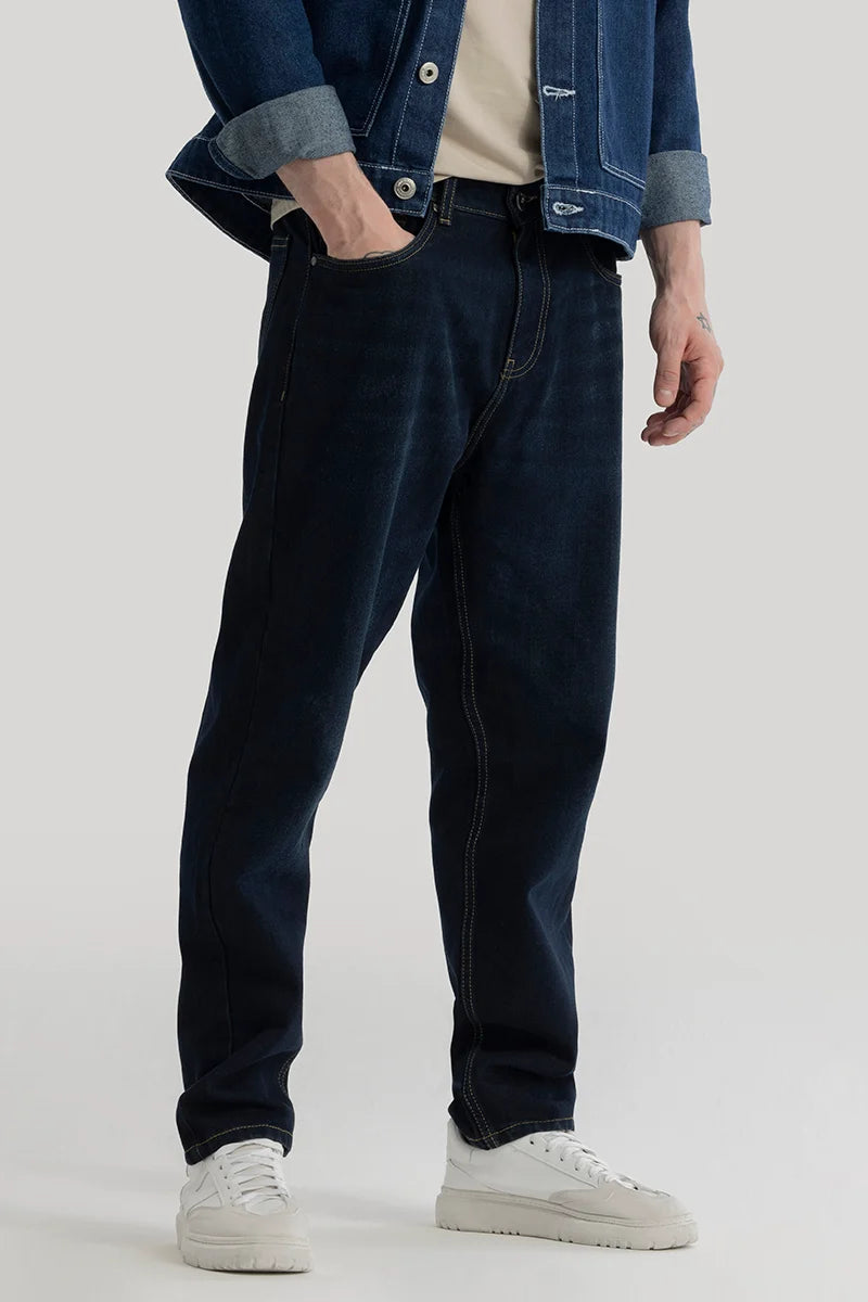 Kirsten Navy Plain Baggy Fit Jeans Masculine Men's 