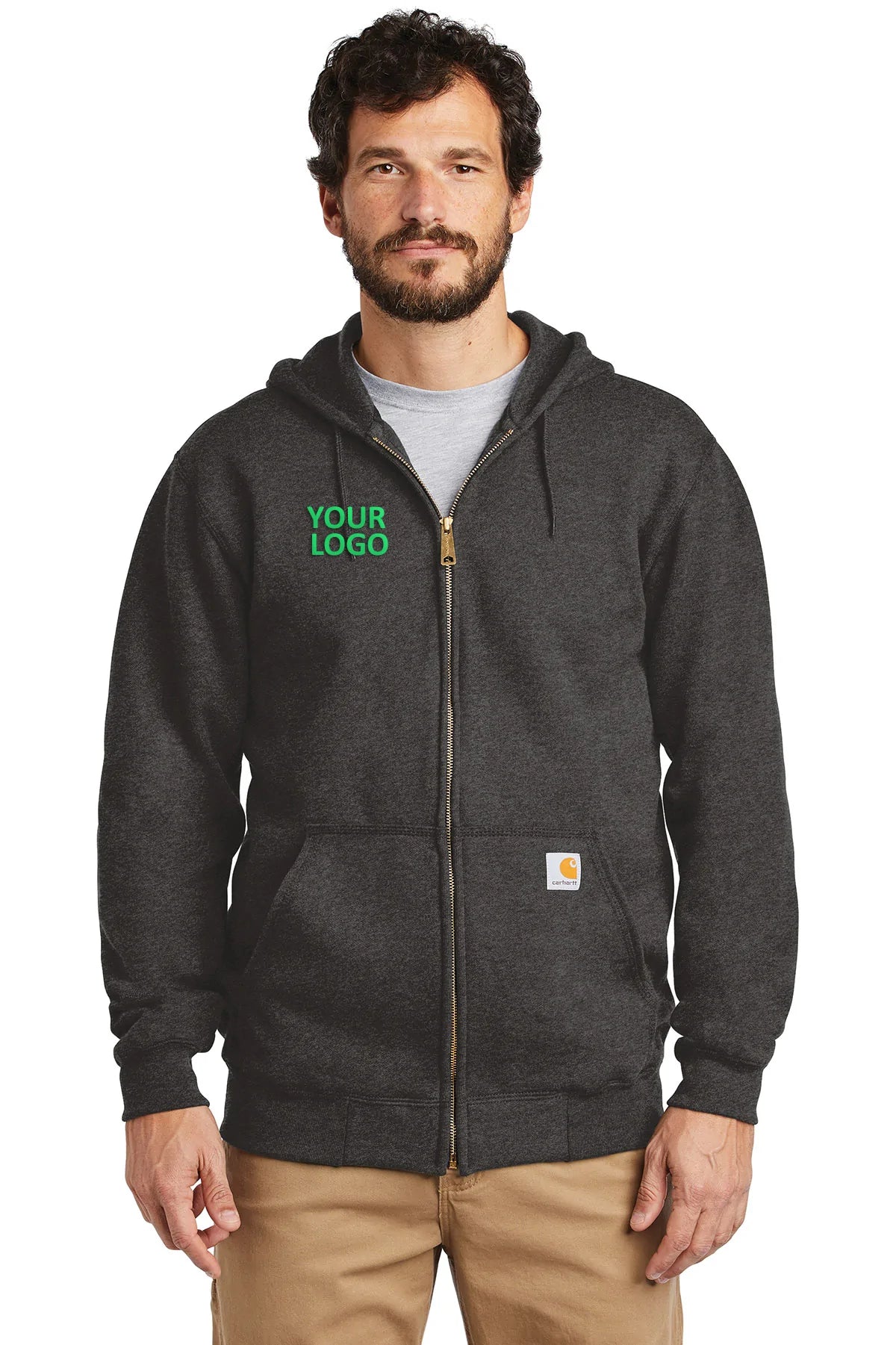 Carhartt Midweight Zip Up Hoodies, Carbon Heather Traditional Men's Country