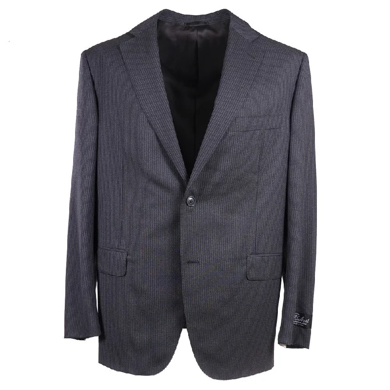 Belvest Gray Stripe Super 130s Suit Edgy Men's Punk