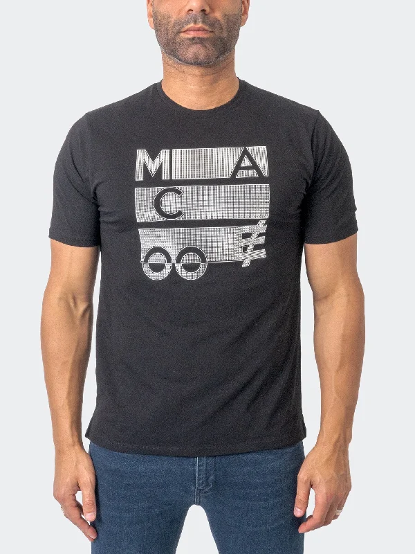 Maceoo Short-Sleeve Athleisur | Tee Placement Black Artistic Men's Hand