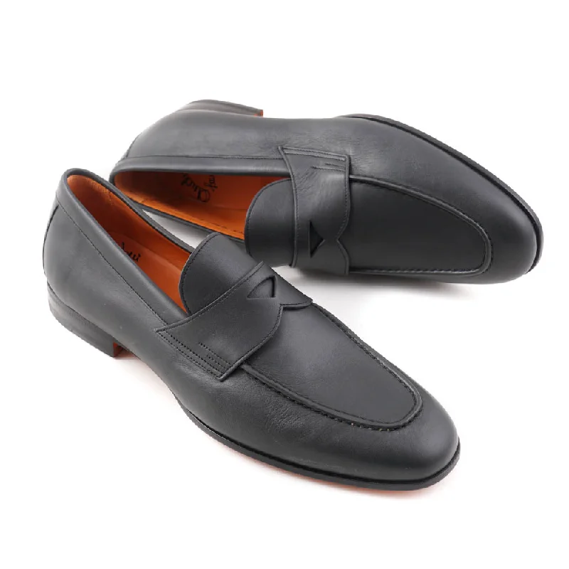 Santoni Soft Leather Loafers in Matte Gray Unique Men's Upcycled