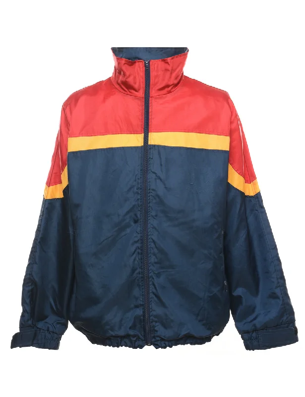 Navy & Red Contrast Nylon Jacket - XL Casual Men's Loose