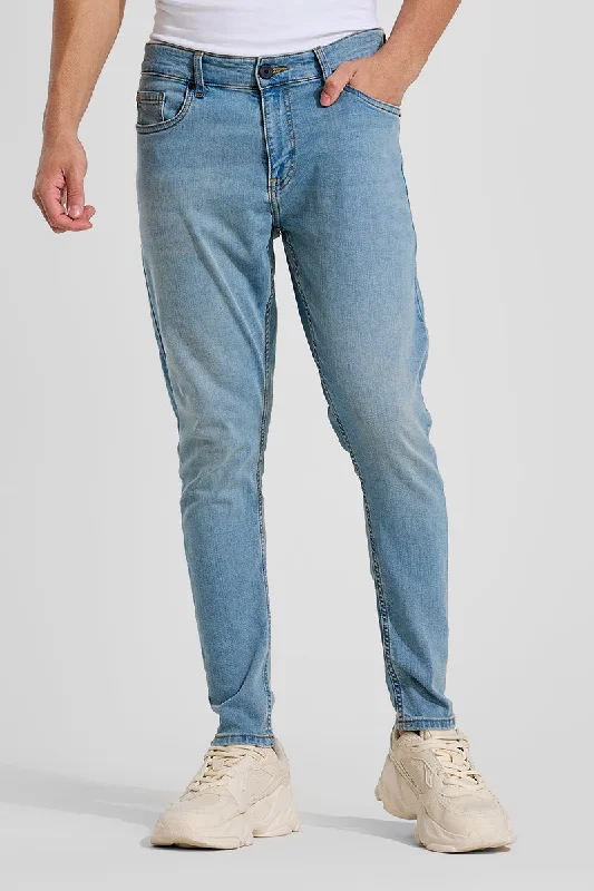 Light Blue Skinny Fit Jeans Youthful Men's Pop