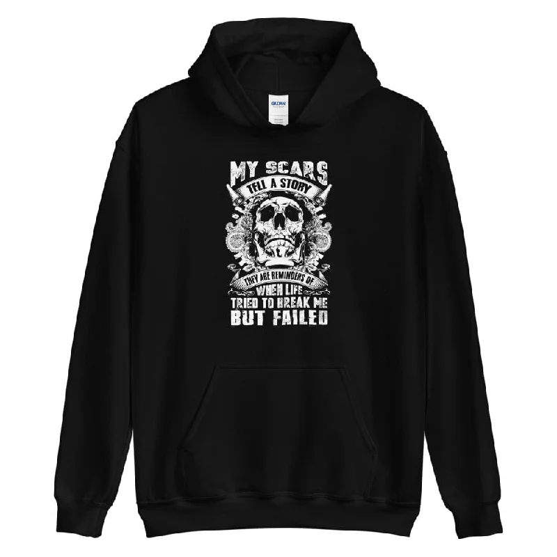 My Scars Tell A Story - Skull Hoodie - up to 5XL Trendy Men's Oversized